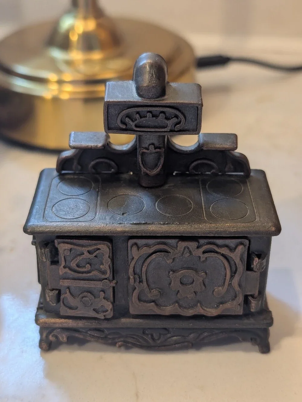 Vintage Miniature Cast Iron Stove Coin Bank Trinket Box Retro‎ Kitchen Decor...